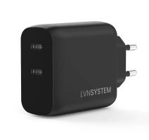 Încărcător USB-C GaN 45W, 2 Porturi, PD, PPS, Compact, Negru