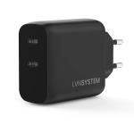 Încărcător USB-C GaN 45W, 2 Porturi, PD, PPS, Compact, Negru