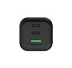 Încărcător USB-C GaN 65W, 2 Porturi USB-C, 1 USB-A 18W, PD, PPS, Compact, Negru