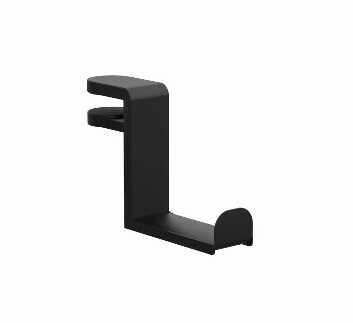 Suport pentru Căști Fără Găurire, Rotativ 360°, Negru