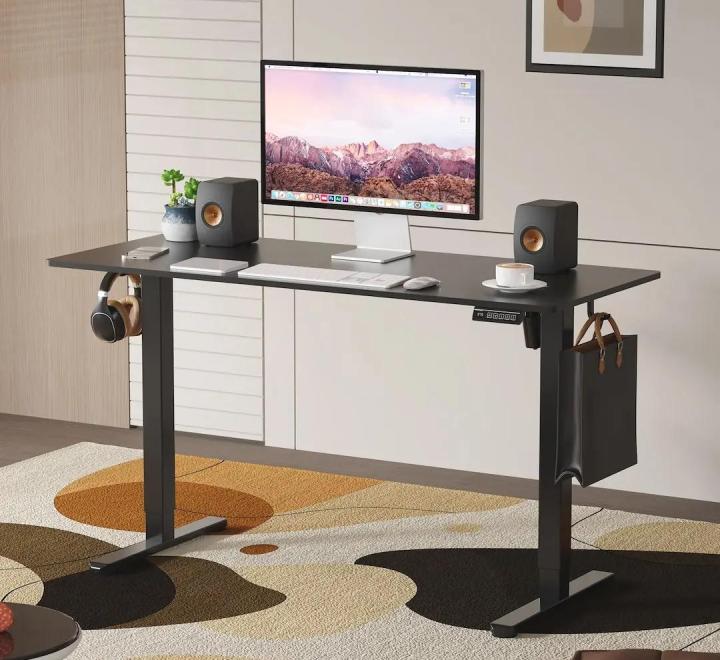 Birou cu Înălțime Reglabilă Electric, Blat 140x60cm, 3 Poziții Memorate, Negru