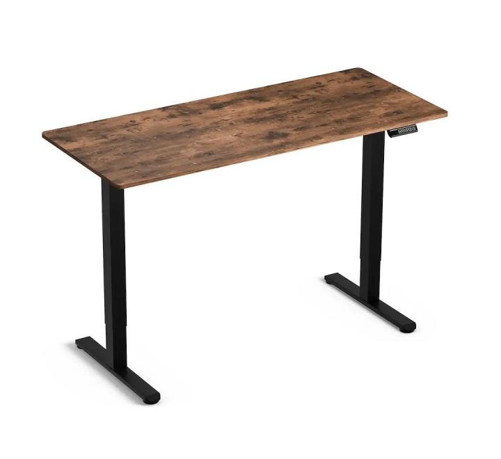 Birou cu Înălțime Reglabilă Electric, Blat 140x60cm, 3 Poziții Memorate, Negru/Rustic