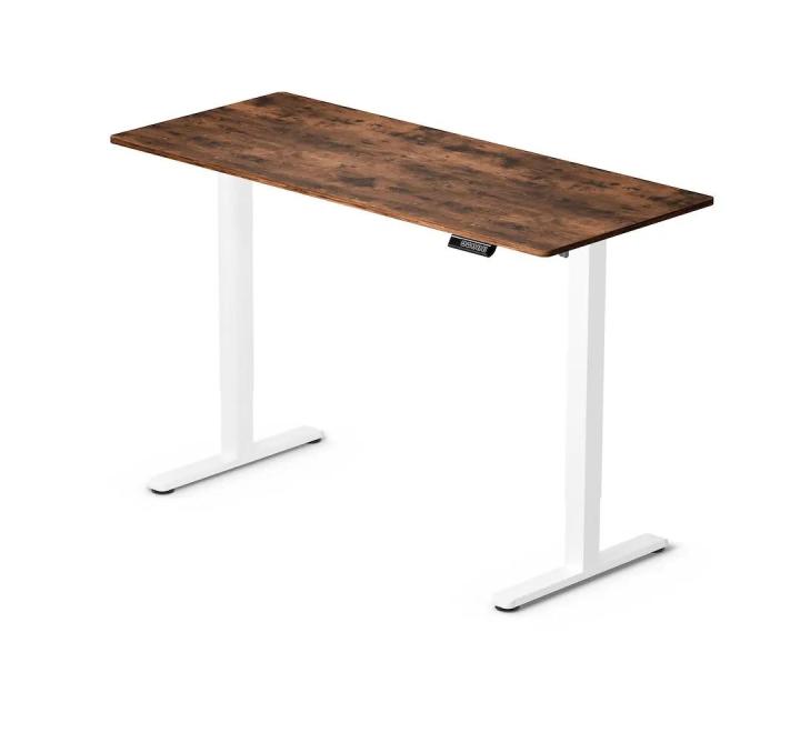 Birou cu Înălțime Reglabilă Electric, Blat 140x60cm, Alb/Rustic