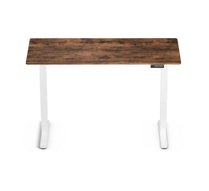 Birou cu Înălțime Reglabilă Electric, Blat 140x60cm, Alb/Rustic