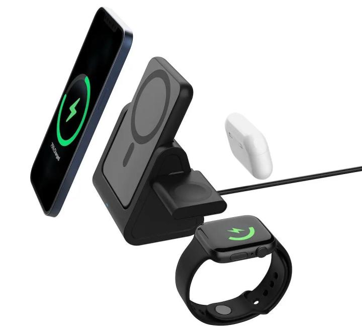 Stație Încărcare 3în1 MagSafe, Powerbank 5000mAh, 15W, Alb