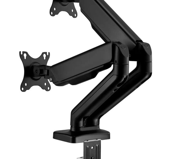 Suport Monitoare M2 Pro, Dublu, cu Arc Gazos, Reglabil, 75x75/100x100, Negru