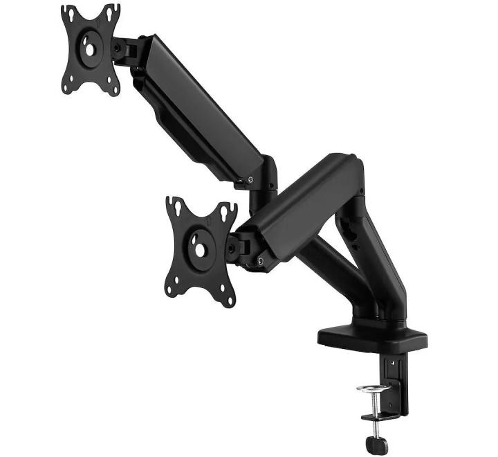 Suport Monitoare M2 Pro, Dublu, cu Arc Gazos, Reglabil, 75x75/100x100, Negru