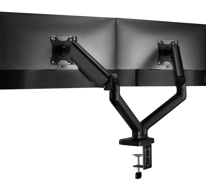 Suport Monitoare M2 Pro, Dublu, cu Arc Gazos, Reglabil, 75x75/100x100, Negru