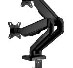 Suport Monitoare M2 Pro, Dublu, cu Arc Gazos, Reglabil, 75x75/100x100, Negru