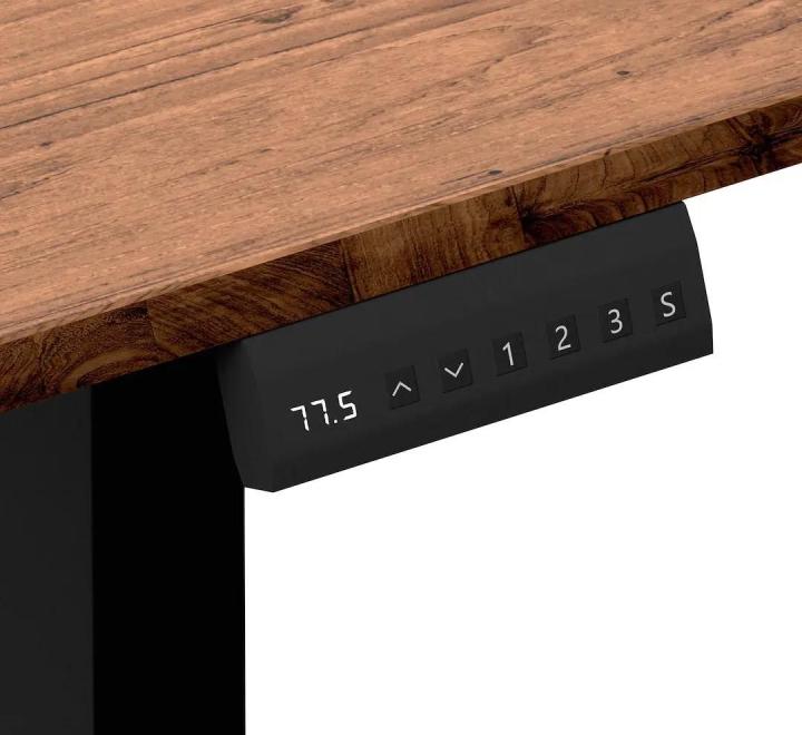 Birou cu Înălțime Reglabilă Electric, Blat 120x60cm, Negru/Rustic