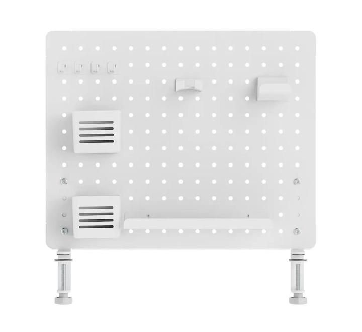 Panou Perforat Organizator Birou, Capacitate 10 kg, Oțel + ABS, Alb, 57.5x52cm
