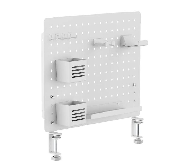 Panou Perforat Organizator Birou, Capacitate 10 kg, Oțel + ABS, Alb, 57.5x52cm