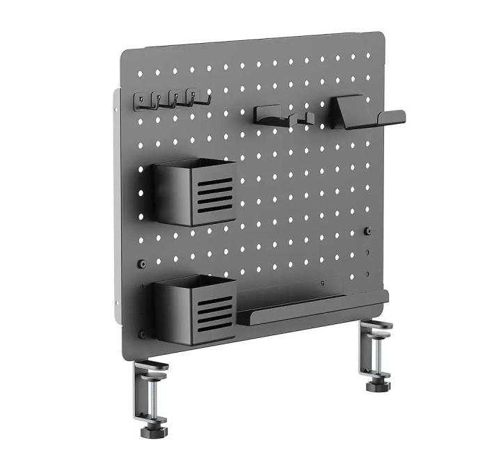 Panou Perforat Organizator Birou, Capacitate 10 kg, Oțel + ABS, Negru, 57.5x52cm