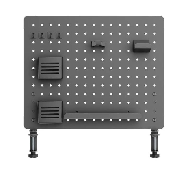 Panou Perforat Organizator Birou, Capacitate 10 kg, Oțel + ABS, Negru, 57.5x52cm