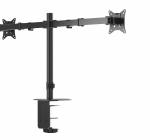 Suport Dual Monitor Reglabil 360°, Capacitate 9 kg/ramă, Negru, 75x75/100x100mm