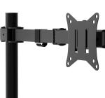 Suport Dual Monitor Reglabil 360°, Capacitate 9 kg/ramă, Negru, 75x75/100x100mm