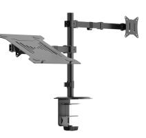 Suport Monitor și Laptop Reglabil 360°, Capacitate 9 kg, Negru, 75x75/100x100mm