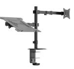 Suport Monitor și Laptop Reglabil 360°, Capacitate 9 kg, Negru, 75x75/100x100mm