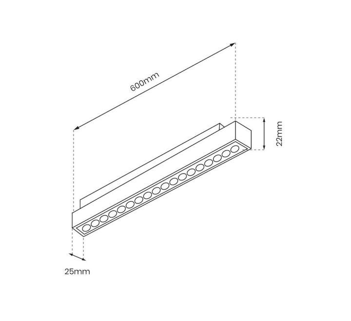 Corp Iluminat pentru Șină Magnetică 20mm, L600mm, 24W, 4000K