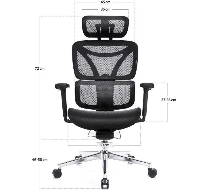 Scaun de Birou Ergonomic, Reglabil, LVN System Control Pro, Negru