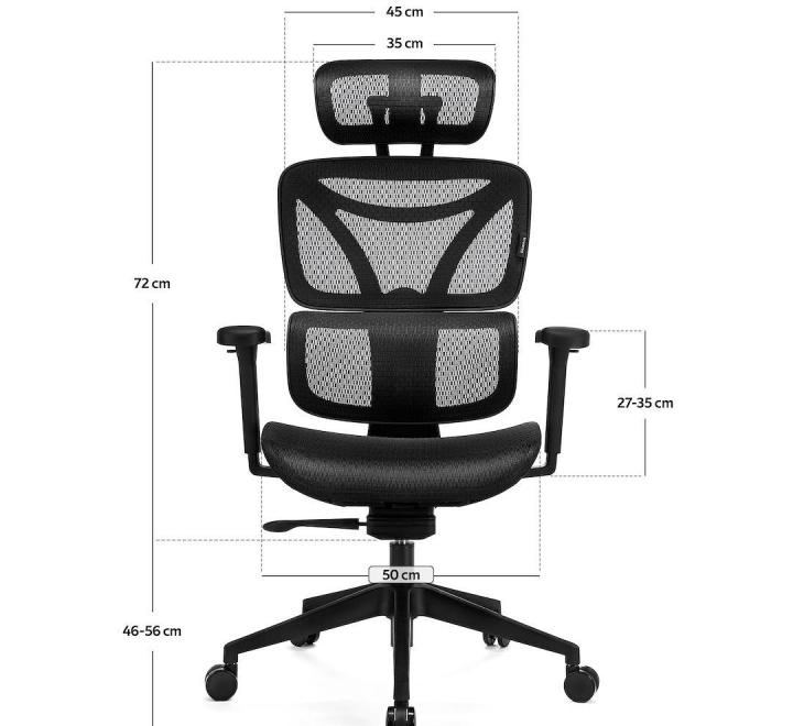 Scaun de Birou Ergonomic, Reglabil, LVN System Control Series, Negru