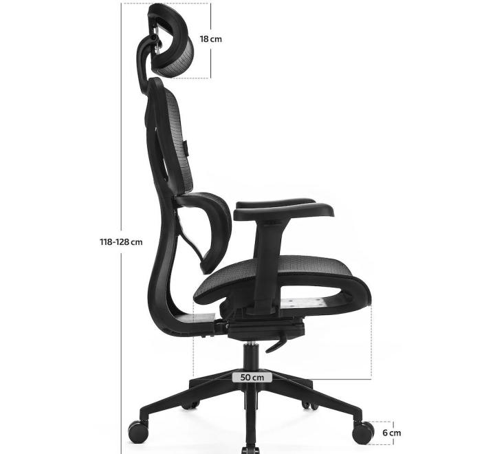Scaun de Birou Ergonomic, Reglabil, LVN System Control Series, Negru