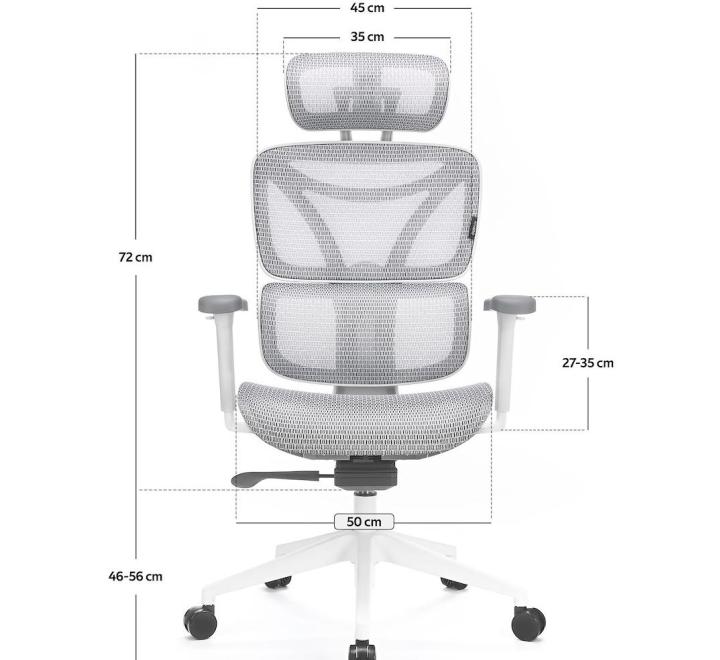 Scaun de Birou Ergonomic, Reglabil, LVN System Control Series, Alb