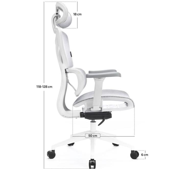 Scaun de Birou Ergonomic, Reglabil, LVN System Control Series, Alb