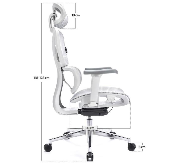 Scaun de Birou Ergonomic, Reglabil, LVN System Control Pro, Alb