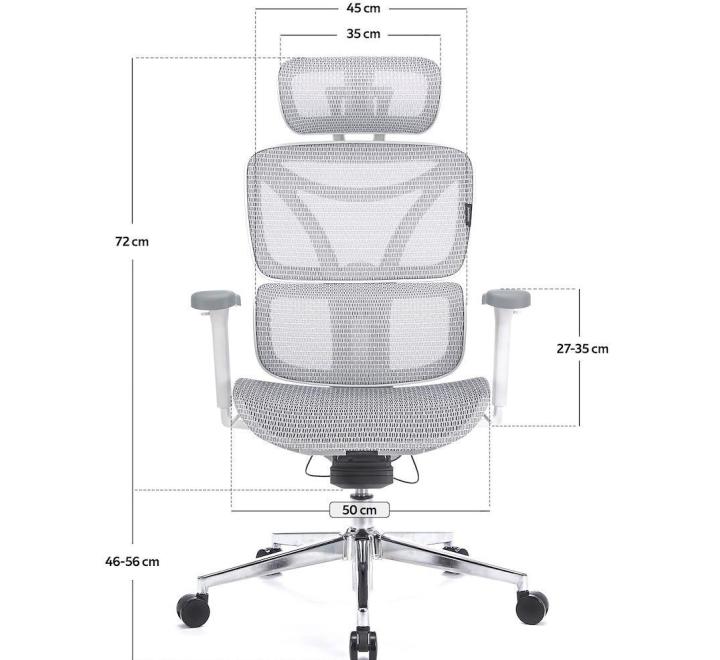 Scaun de Birou Ergonomic, Reglabil, LVN System Control Pro, Alb