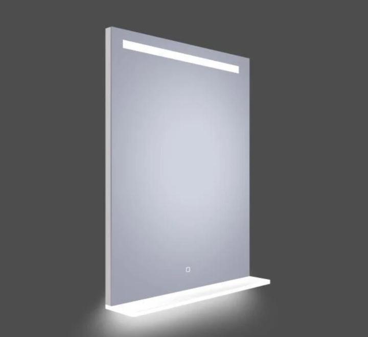 Oglindă LED, cu Poliță, Lumină Reglabilă, 26W, 3000K, Dezaburire, 2 Difuzoare Bluetooth, 600x800mm