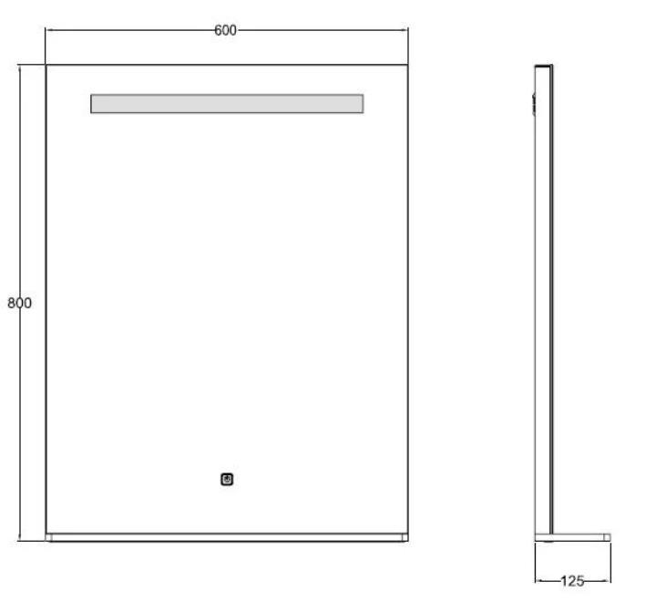 Oglindă LED, cu Poliță, Lumină Reglabilă, 26W, 3000K, Dezaburire, 2 Difuzoare Bluetooth, 600x800mm