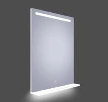 Oglindă LED, cu Poliță, Lumină Reglabilă, 26W, 3000K, Dezaburire, 2 Difuzoare Bluetooth, 600x800mm