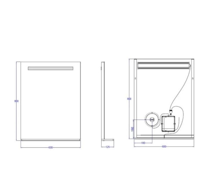 Oglindă LED, cu Poliță, cu Oglindă Cosmetică Detașabila, Lumină Reglabilă, 26W, 3000K, Dezaburire, 2 Difuzoare Bluetooth, 600x800mm