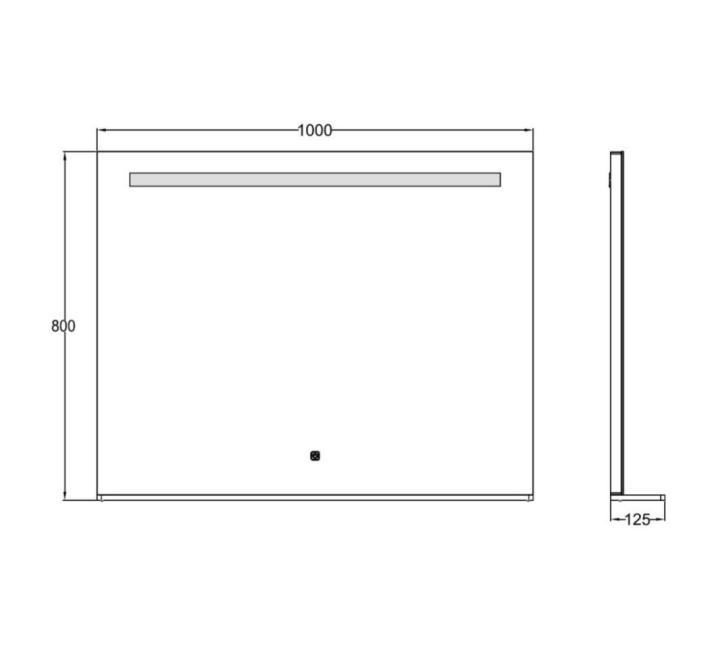 Oglindă LED, cu poliță, lumină reglabilă, dezaburire, 2 dif. bluetooth, 100x80cm