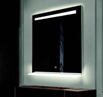 Oglindă LED, cu poliță, lumină reglabilă, dezaburire, 2 dif. bluetooth, 100x80cm