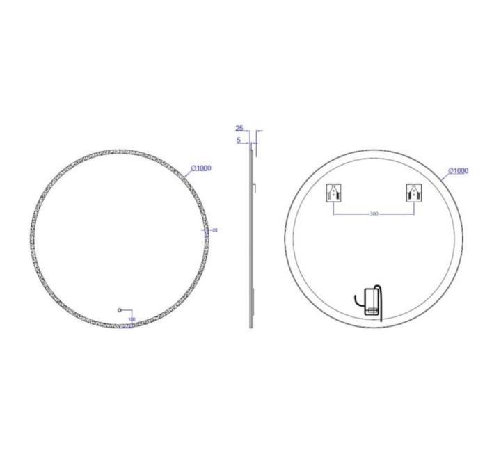Oglindă LED, lumină reglabilă, dezaburire, 2 db bluetooth, 100cm