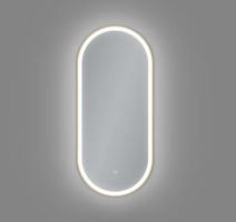 Oglindă LED cu dezaburire, cu ramă de aluminiu, auriu periat, 40x90cm