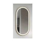 Oglindă LED cu dezaburire, cu ramă de aluminiu, auriu periat, 40x90cm