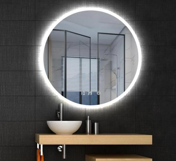 Oglindă LED, lumină reglabilă, dezaburire, ceas si temperatură, 100cm