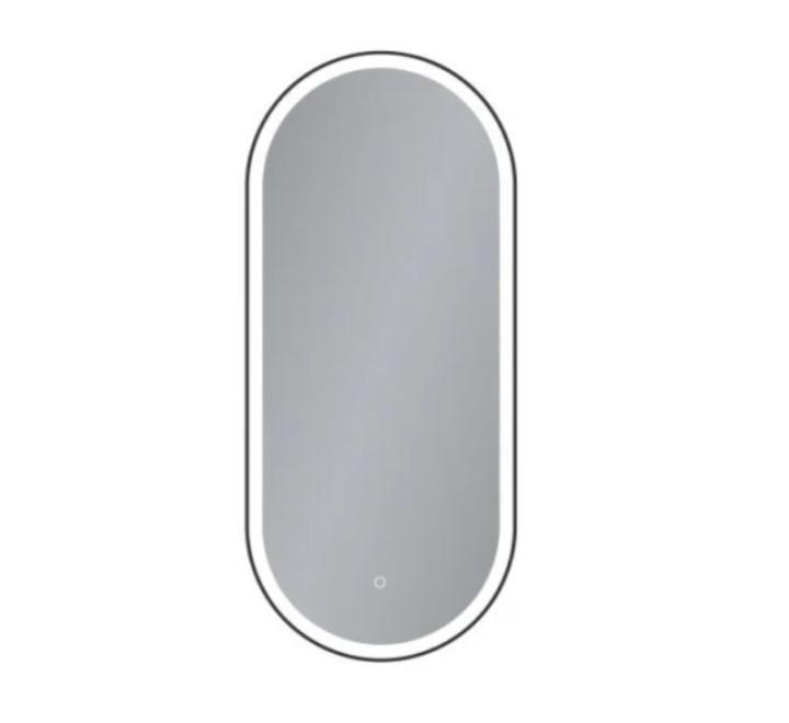 Oglindă LED cu dezaburire, cu ramă de aluminiu, negru, 40x90cm