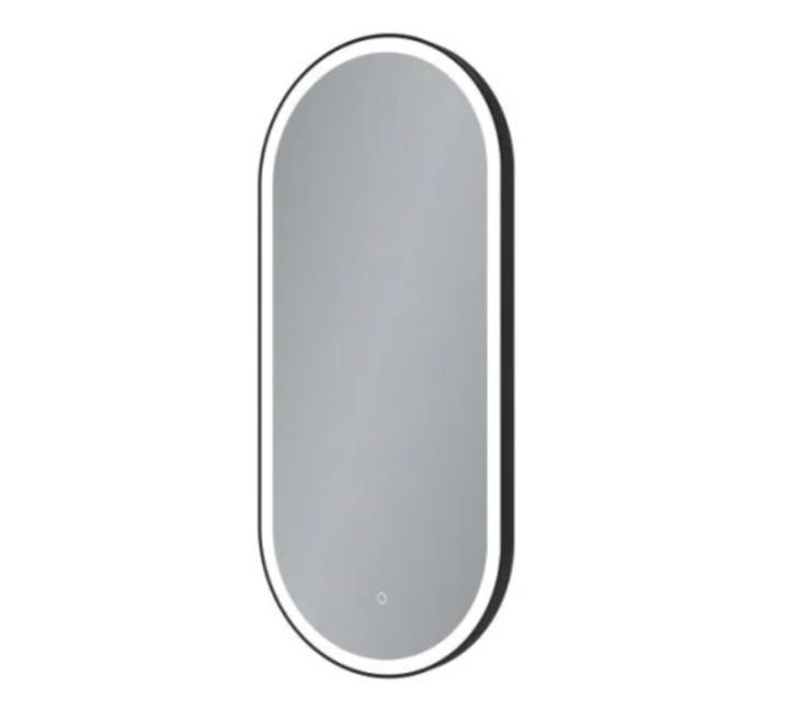 Oglindă LED cu dezaburire, cu ramă de aluminiu, negru, 40x90cm