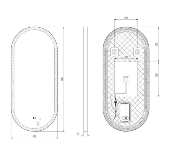 Oglindă LED cu dezaburire, cu ramă de aluminiu, negru, 40x90cm