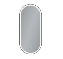 Oglindă LED cu dezaburire, cu ramă de aluminiu, negru, 40x90cm