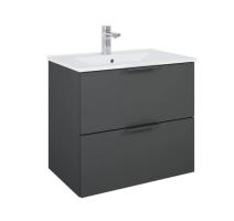 Set Dulap de Baie cu Lavoar Încorporat - Antracit Mat, 60 cm- Etna cu 2 Sertare