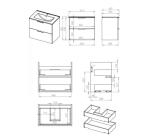 Set Dulap de Baie cu Lavoar Încorporat - Antracit Mat, 60 cm- Etna cu 2 Sertare