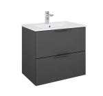 Set Dulap de Baie cu Lavoar Încorporat - Antracit Mat, 60 cm- Etna cu 2 Sertare