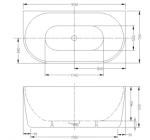 Cadă MANHATTAN din acril, freestanding, de perete, 170x80cm -alb lucios