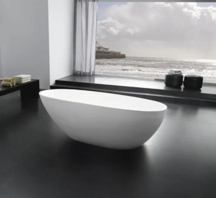 Cadă SILK din acril, freestanding, de mijloc, 170x85cm - alb mat