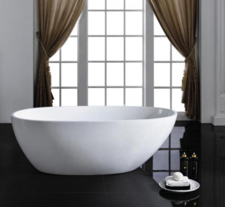 Cadă SILK din acril, freestanding, de mijloc, 170x85cm - alb mat